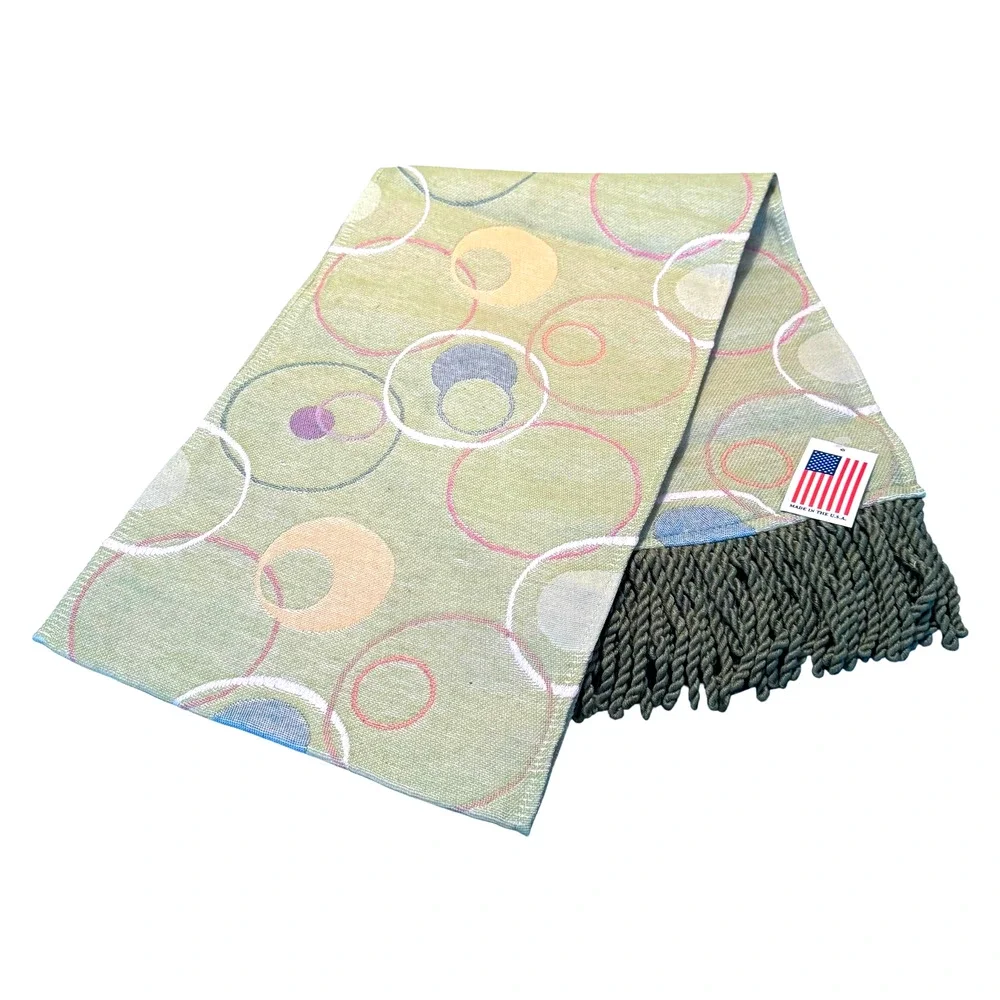 Mid Century Modern Table Runner Atomic Circles Grandmacore Decor Green 72